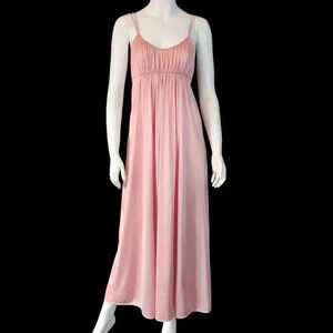 Vintage 70s Blush Pink Empire Waist Slip Nightgown Dress S